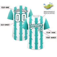 White Bright Green Blade Pattern Raglan Baseball Jersey 2