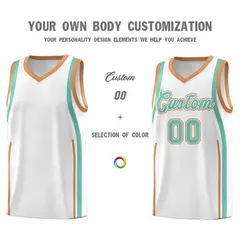 White Bright Green Buckskin Brown Ribbon Pattern Basketball Kit 3