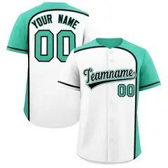 White Bright Green Color Block Authentic Baseball Jersey 1