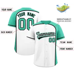 White Bright Green Color Block Authentic Baseball Jersey 2