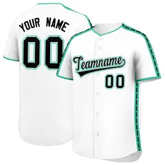 White Bright Green Color Block Dotted Side Baseball Jersey