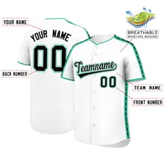 White Bright Green Color Block Dotted Side Baseball Jersey 2