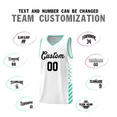 White Bright Green Diamond Stripe Side Basketball Jersey 4