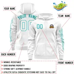 White Bright Green Full-Zip Varsity Letterman Jacket Hoodie 4