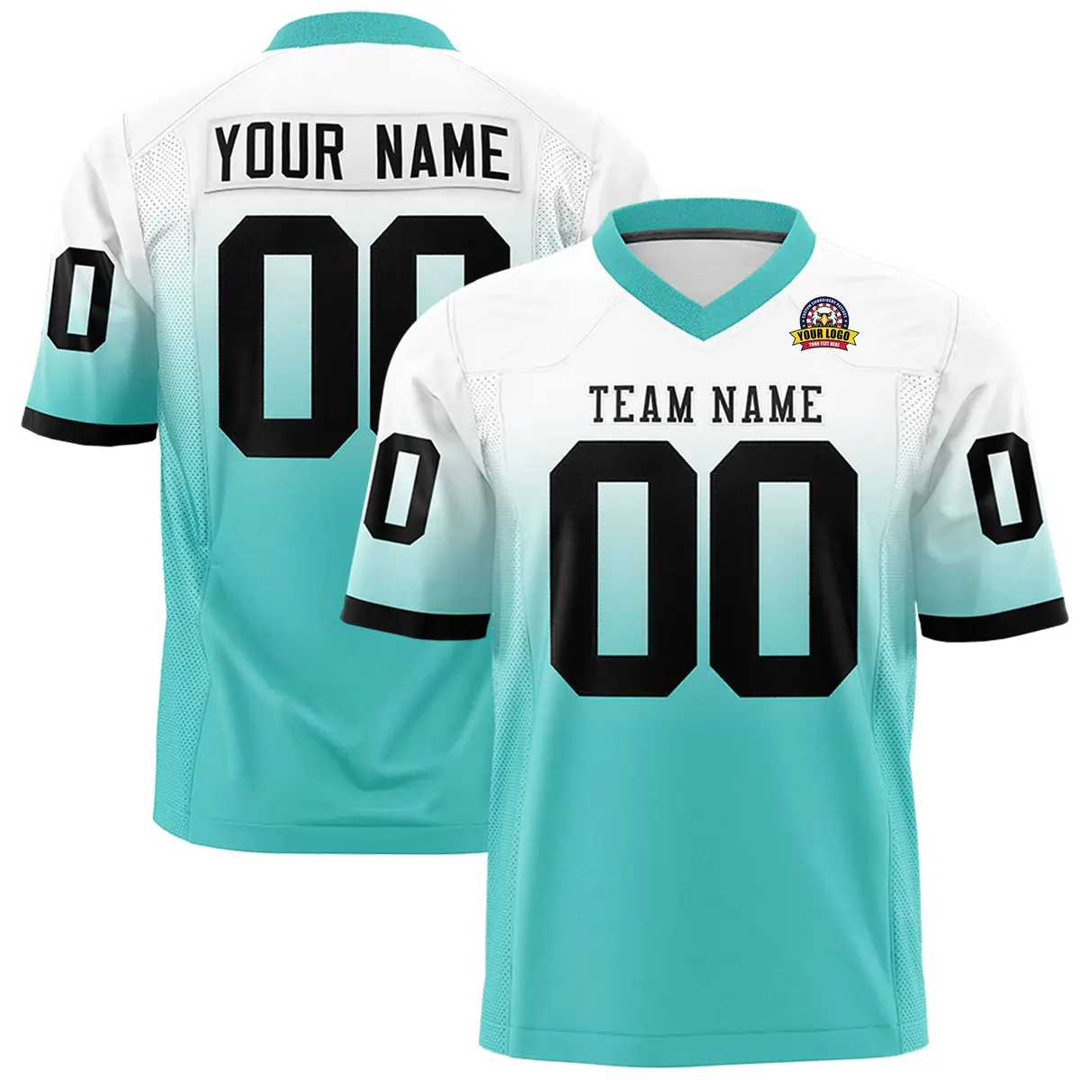 White Bright Green Gradient Football Jersey