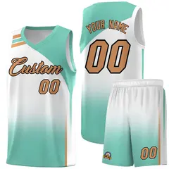 White Bright Green Gradient Sports Uniform Basketball Jersey 1