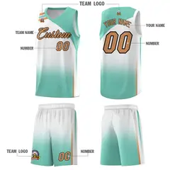 White Bright Green Gradient Sports Uniform Basketball Jersey 5