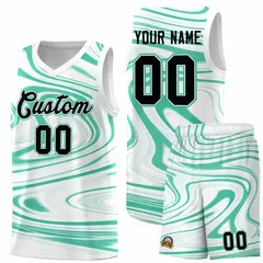 White Bright Green Graffiti Fluids Basketball Jersey Sets