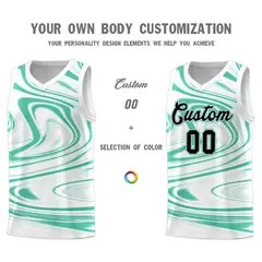 White Bright Green Graffiti Fluids Basketball Jersey Sets 3