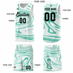 White Bright Green Graffiti Fluids Basketball Jersey Sets 5