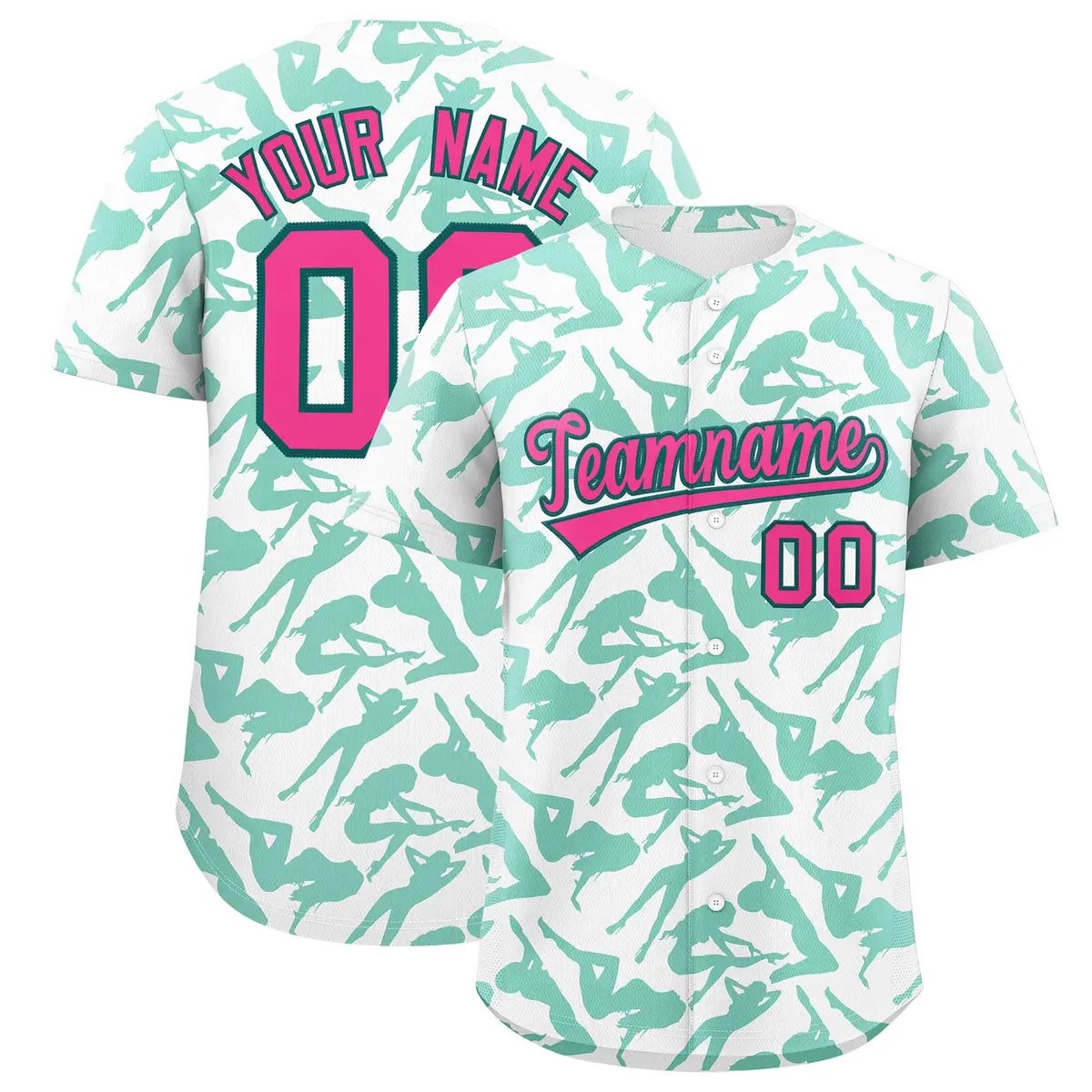White Bright Green Graffiti Pattern Baseball Jersey