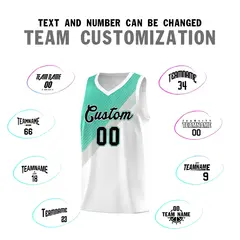 White Bright Green Gray Diagonal Stripes Color Block Basketball Jersey 4