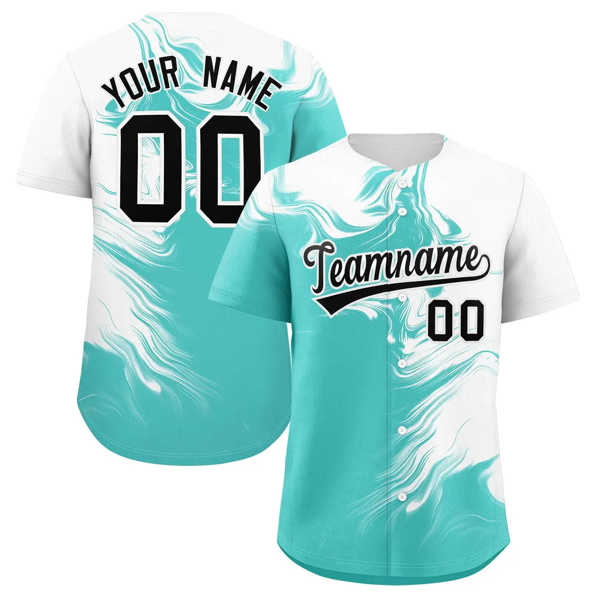 White Bright Green Ink Pattern Authentic Baseball Jersey