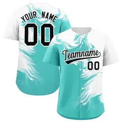 White Bright Green Ink Pattern Authentic Baseball Jersey
