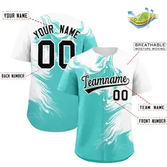 White Bright Green Ink Pattern Authentic Baseball Jersey 2