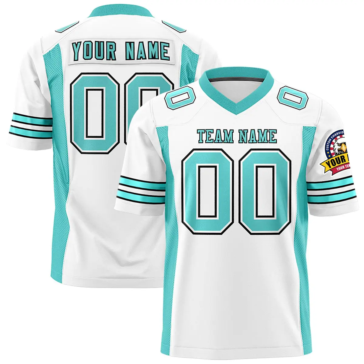White Bright Green Insert Color Football Jersey