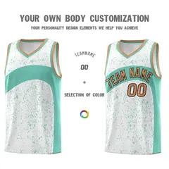 White Bright Green Irregular Dot Graffiti Basketball Jersey 3