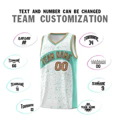 White Bright Green Irregular Dot Graffiti Basketball Jersey 4