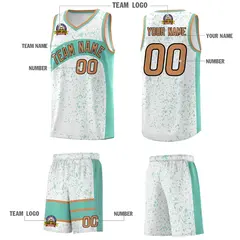 White Bright Green Irregular Dot Graffiti Basketball Jersey 5