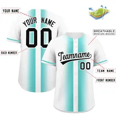 White Bright Green Lapel Gradient Fashion Baseball Jersey 2