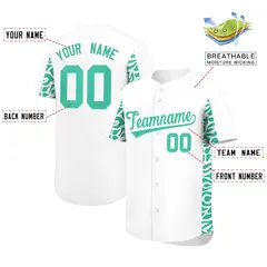 White Bright Green Leopard Graffiti Side Baseball Jersey 2