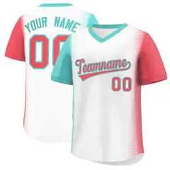 White Bright Green-Light Red Raglan Pullover Baseball Jersey