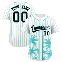 White Bright Green Pinstripe Coconut Tree Baseball Jersey