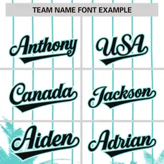 White Bright Green Pinstripe Coconut Tree Baseball Jersey 3