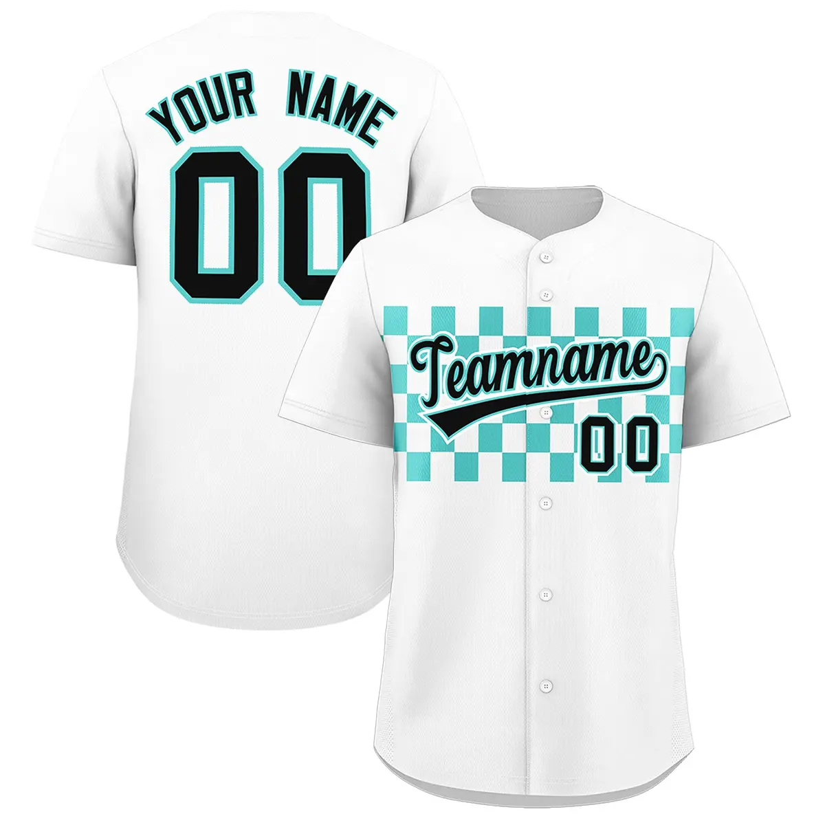 White Bright Green Plaid Fashion Authentic Baseball Jersey