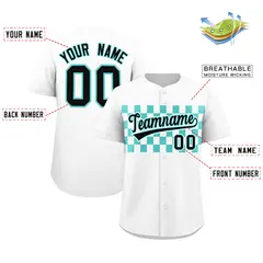 White Bright Green Plaid Fashion Authentic Baseball Jersey 2