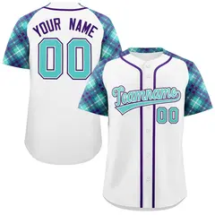 White Bright Green-Purple Raglan Sleeves Baseball Jersey 1