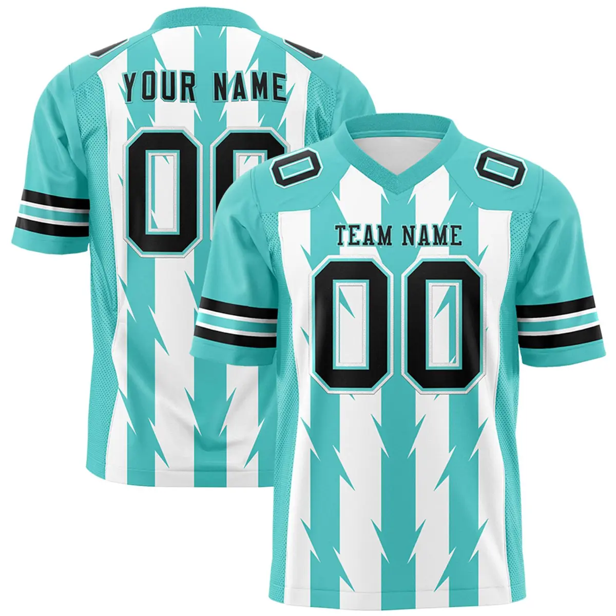 White Bright Green Razr Stripe Graffiti Flag Football Jersey