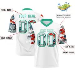 White Bright Green Sleeve Ukiyo-e Auspicious Clouds Graffiti Football Jersey 2