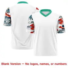 White Bright Green Sleeve Ukiyo-e Auspicious Clouds Graffiti Football Jersey 7