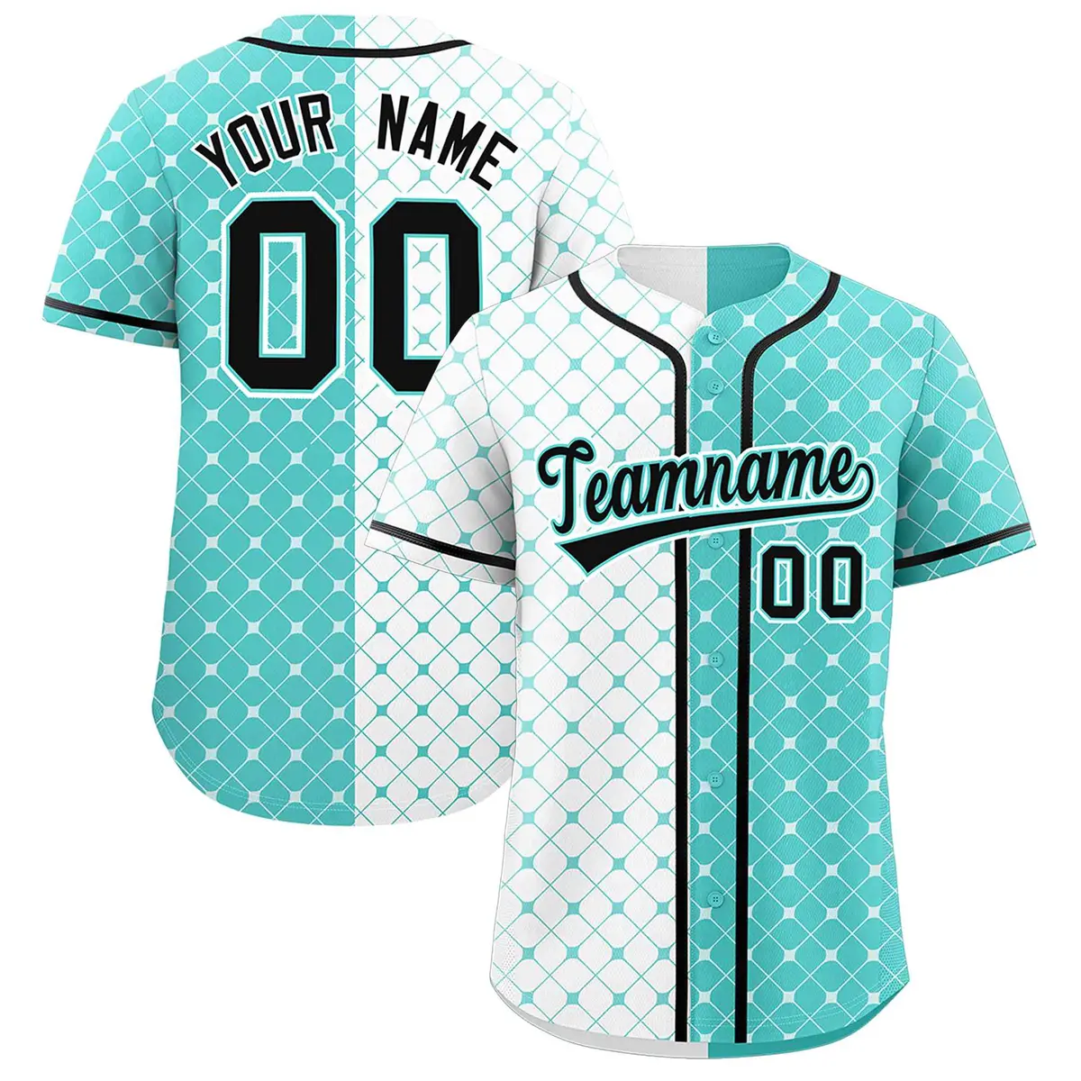 White Bright Green Split Plaid Authentic Baseball Jersey
