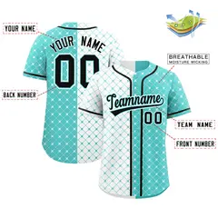 White Bright Green Split Plaid Authentic Baseball Jersey 2