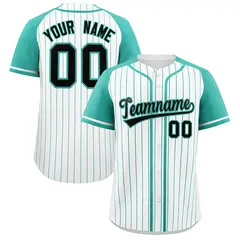 White Bright Green Stripe Raglan Baseball Jersey
