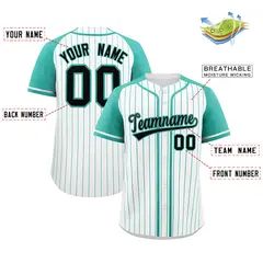White Bright Green Stripe Raglan Baseball Jersey 2