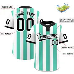 White Bright Green Stripe Two-Button Softball Jersey 2