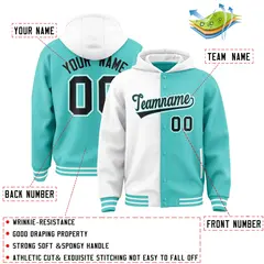White Bright Green Two Tone Split Varsity Letterman Hoodie Jacket 4