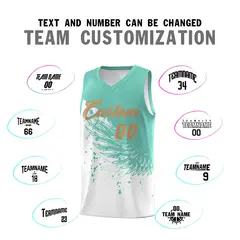 White Bright Green Wing Pattern Basketball Jersey 4