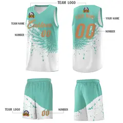 White Bright Green Wing Pattern Basketball Jersey 5