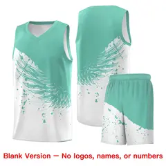 White Bright Green Wing Pattern Basketball Jersey 7