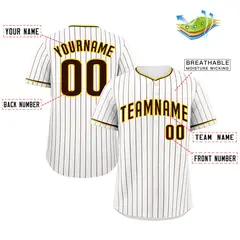 White Brown Gold Bull Stripe Baseball Jersey 2