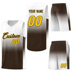 White Brown Gradient Sports Basketball Jersey 7
