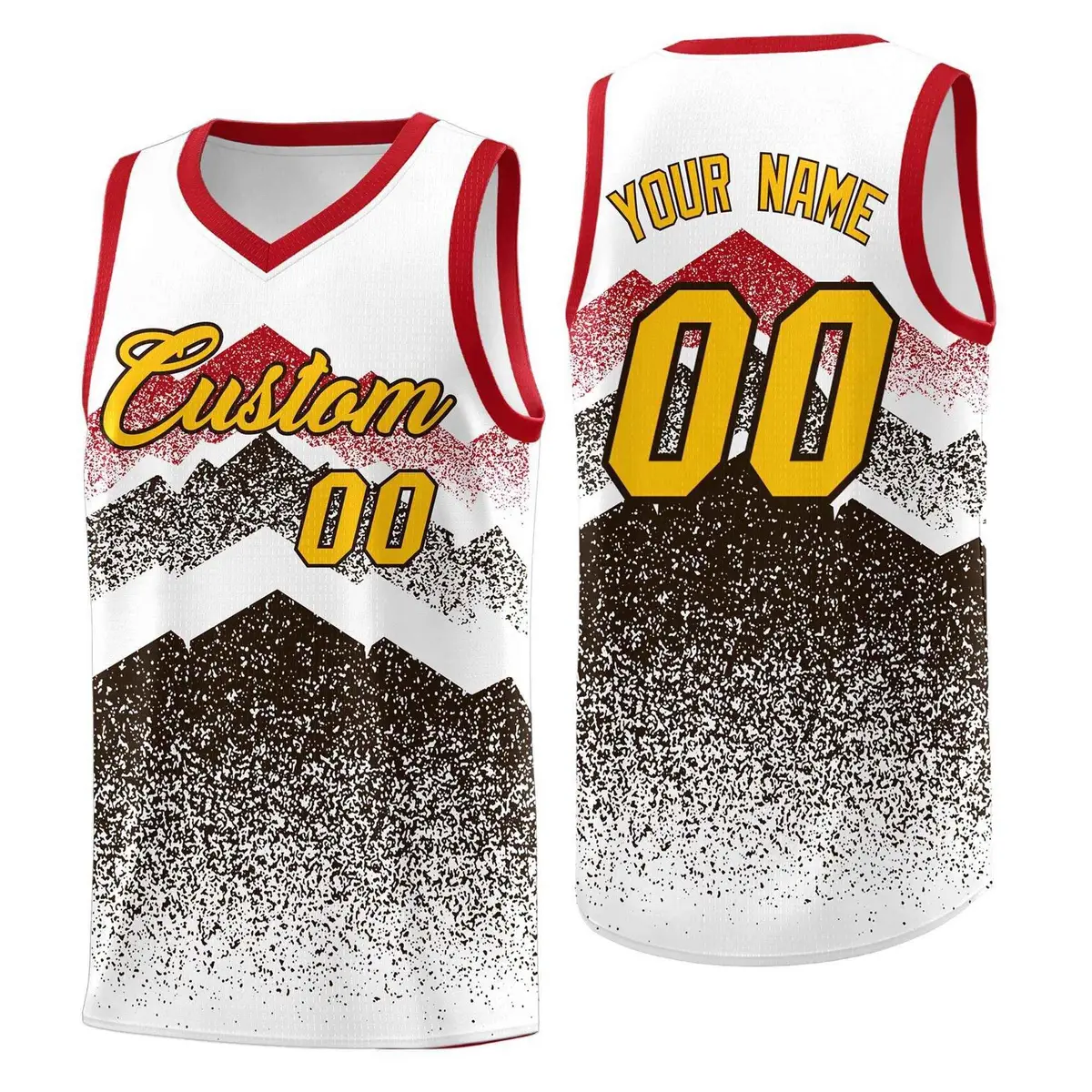 White Brown Mountain Fade Gradient Fashion Basketball Jersey