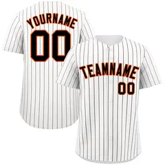 White Brown-Orange Bull Stripe Fashion Baseball Jersey 1