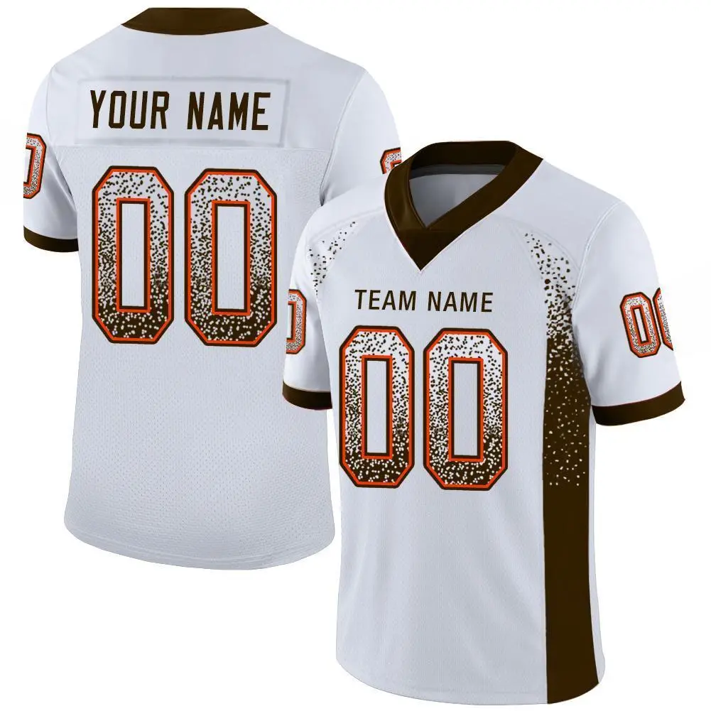 White Brown-Orange Drift Fashion Mesh Football Jersey