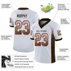 White Brown-Orange Drift Fashion Mesh Football Jersey 2