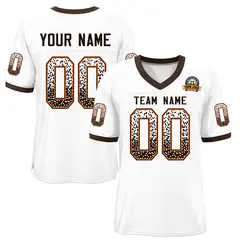 White Brown-Orange Drift Fashion Mesh Football Jersey